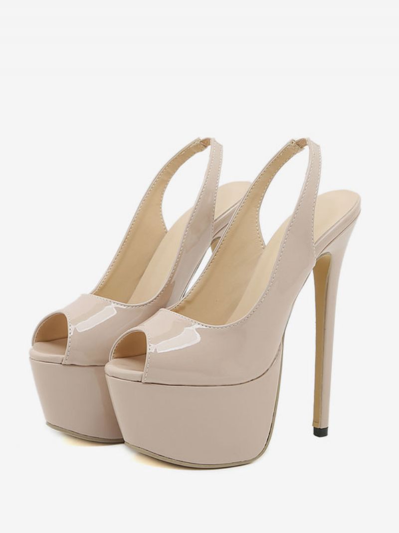 Sexiga Höga Klackar Naken Peep Toe Plattform Sky High Pumps För Kvinnor - Gul/Röd