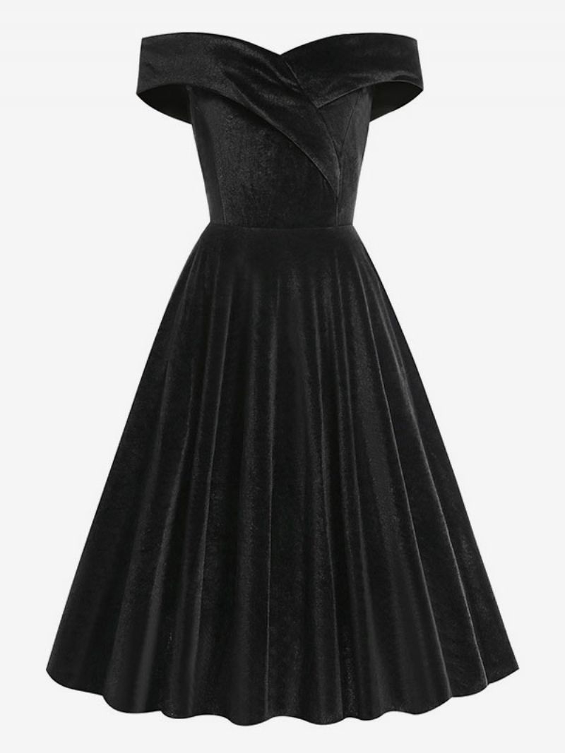 Retroklänning För Damer 1950-tals Audrey Hepburn-stil Bateau Neck Ärmlös Medium Svängklänning