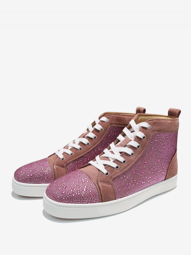 Herr Bal Party Sneakers Skor Slip-on Rhinestones Rund Tå Kohud