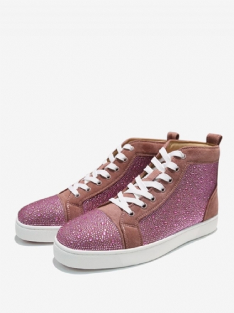 Herr Bal Party Sneakers Skor Slip-on Rhinestones Rund Tå Kohud