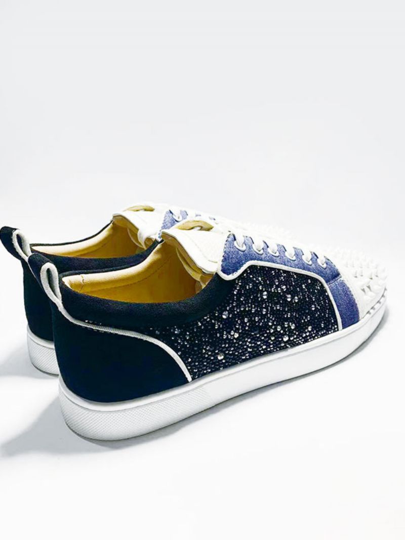 Herr Casual Bal Party Sneakers Skor Rhinestones Nitar Snörning Skate - Vit