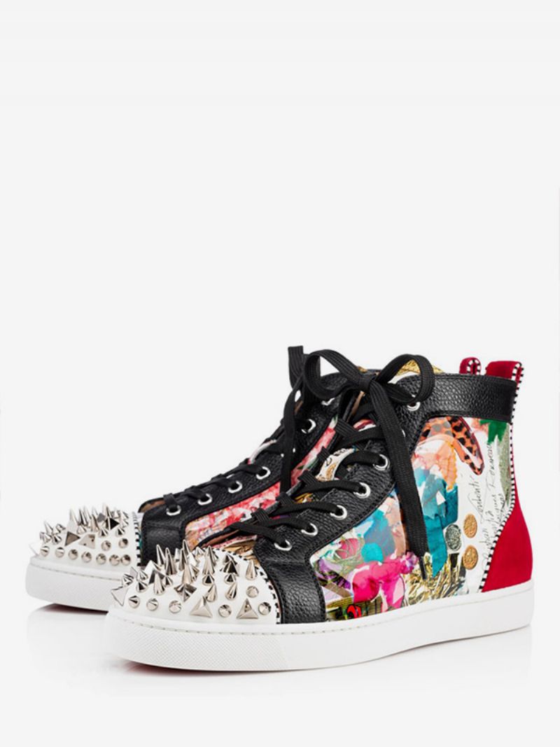 Herr Färgglada High Top Sneakers Spike Skor