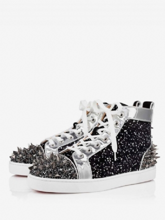 Herr Rhinestones Spiked High Top Sneakers Prom Party Skor