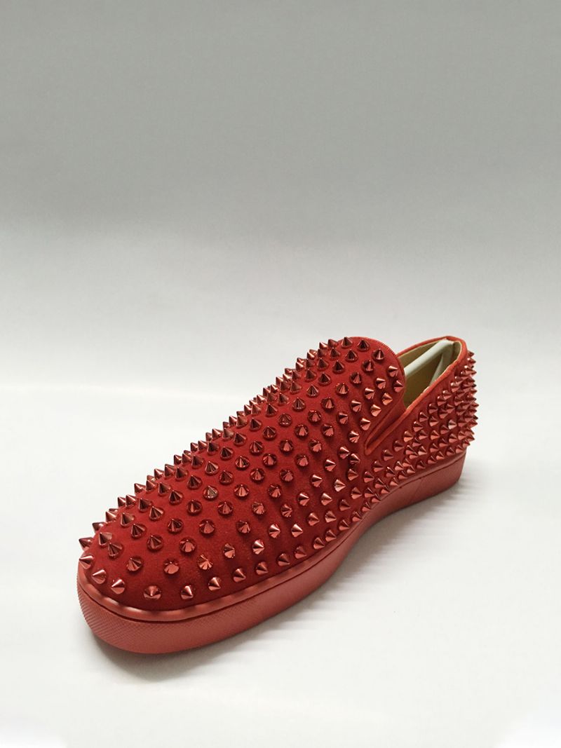 Herr Röda Mocka Spikes Slip-on Sneakers - Röd