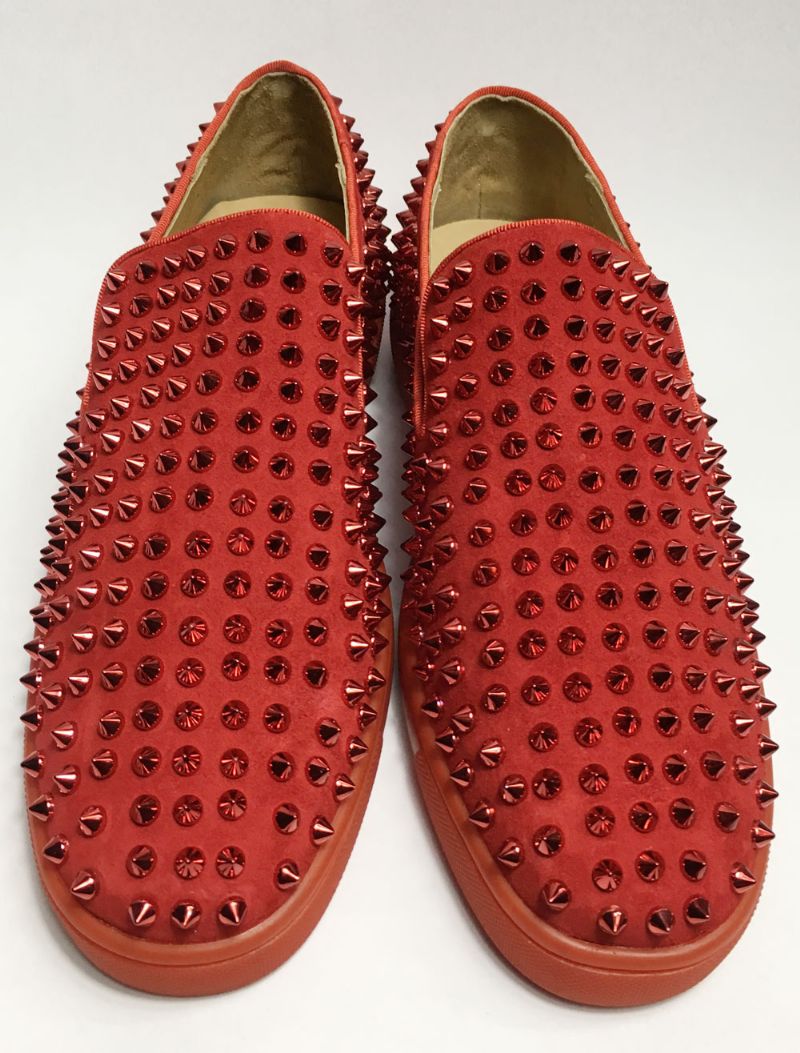 Herr Röda Mocka Spikes Slip-on Sneakers - Röd