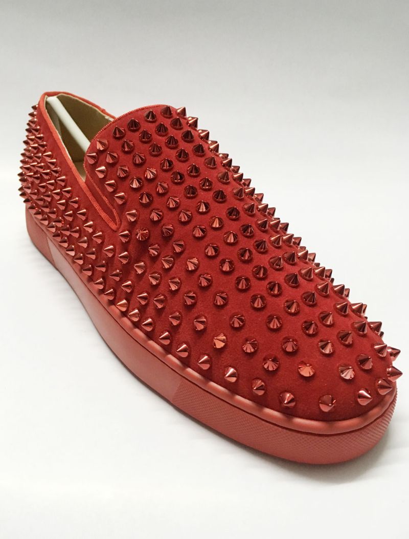 Herr Röda Mocka Spikes Slip-on Sneakers - Röd