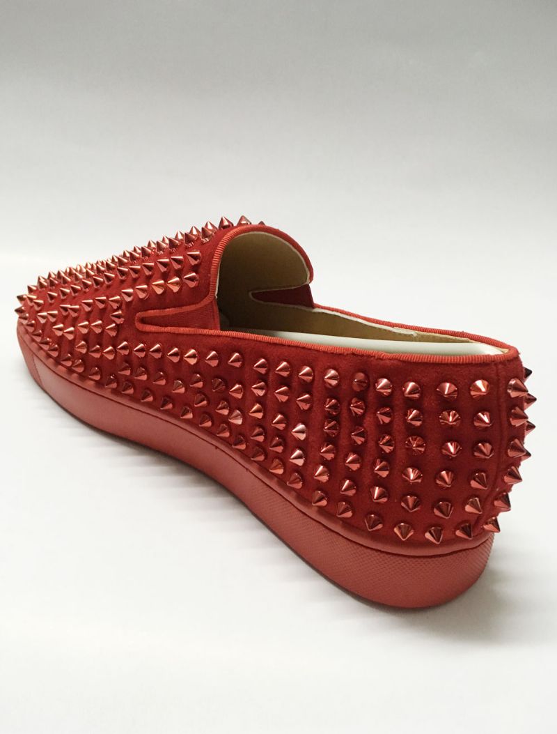 Herr Röda Mocka Spikes Slip-on Sneakers - Röd