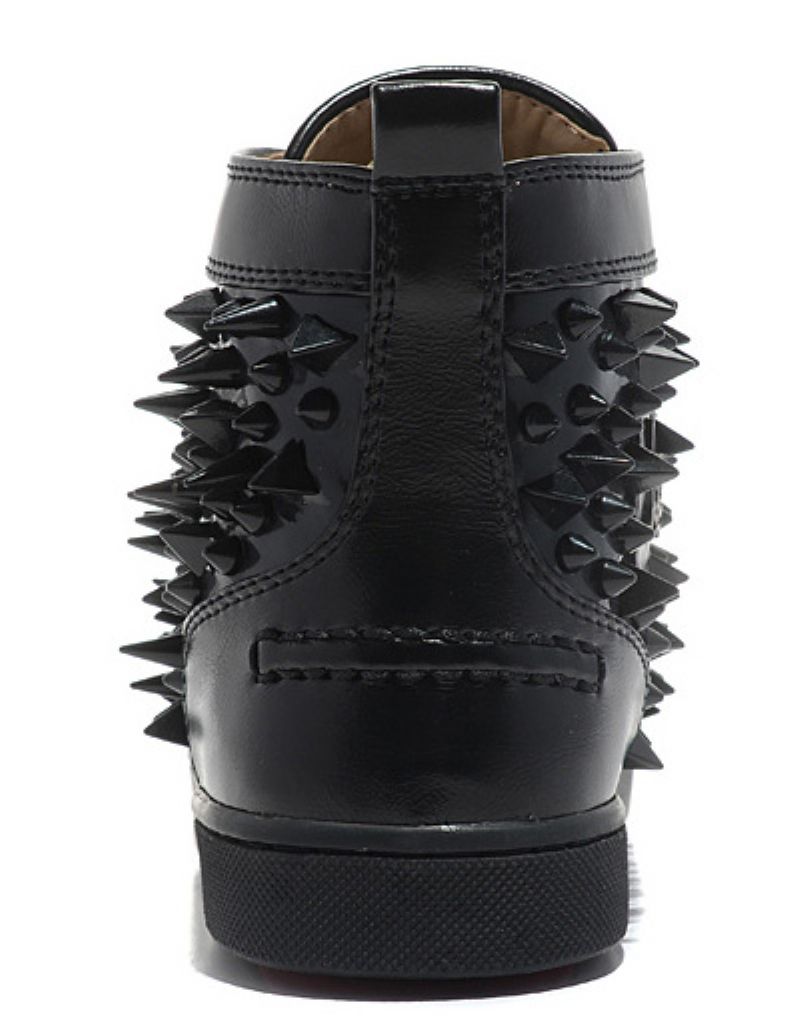 Herr Svart Konstläder High Top Prom Party Sneakers Skor Spike - Svart