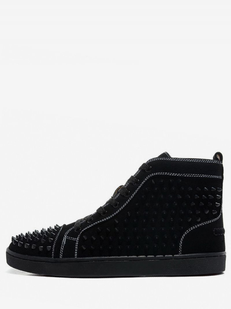 Herr Svart Mocka High Top Sneakers Spikes Skor