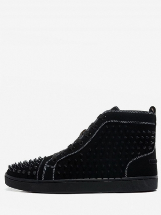 Herr Svart Mocka High Top Sneakers Spikes Skor