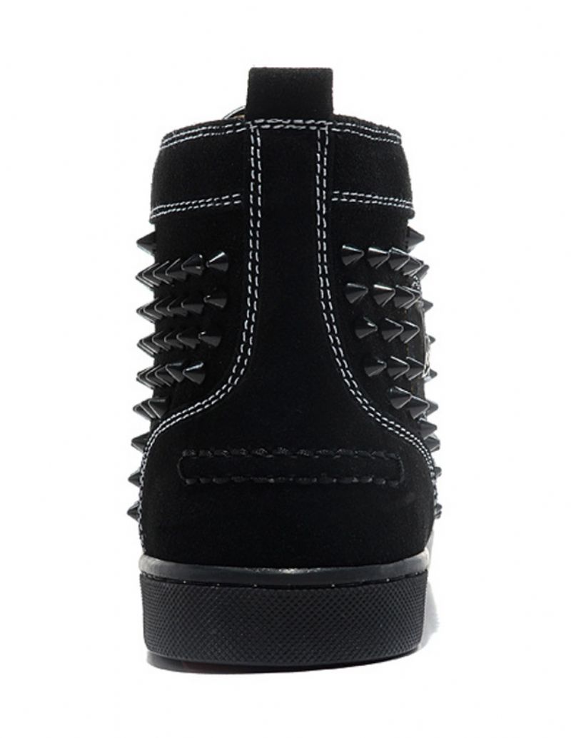 Herr Svart Mocka High Top Sneakers Spikes Skor - Svart