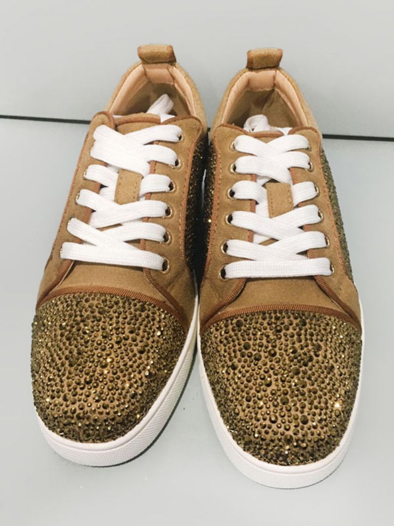 Män Blond Kohud För Rund Tå Slip-on Low Top Sneakers Prom Party Skor