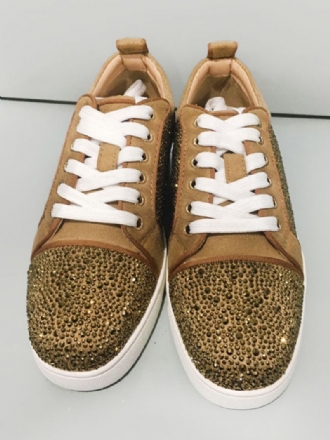 Män Blond Kohud För Rund Tå Slip-on Low Top Sneakers Prom Party Skor