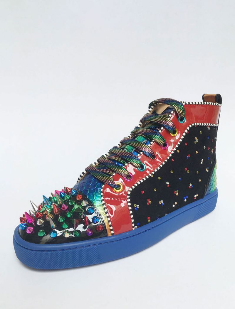 Män Herr Färgglada High Top Prom Party Sneakers Skor Spike Med Rhinestone