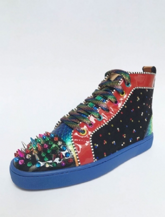 Män Herr Färgglada High Top Prom Party Sneakers Skor Spike Med Rhinestone