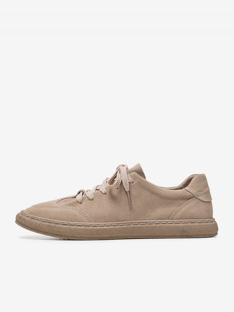 Sneakers För Herr Mysiga Mocka Skinn Rund Toe Causal Skor - Beige