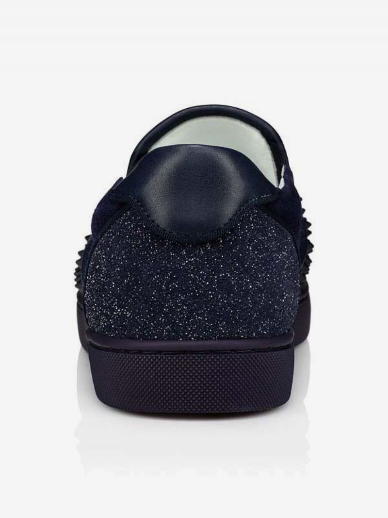 Svarta Casial Skor Män Rund Tå Slip-on Spike - Svart