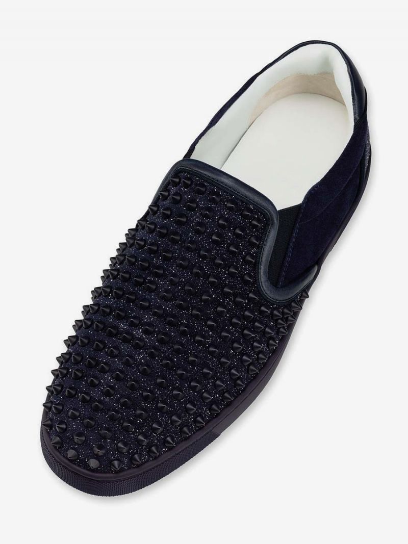 Svarta Casial Skor Män Rund Tå Slip-on Spike - Svart