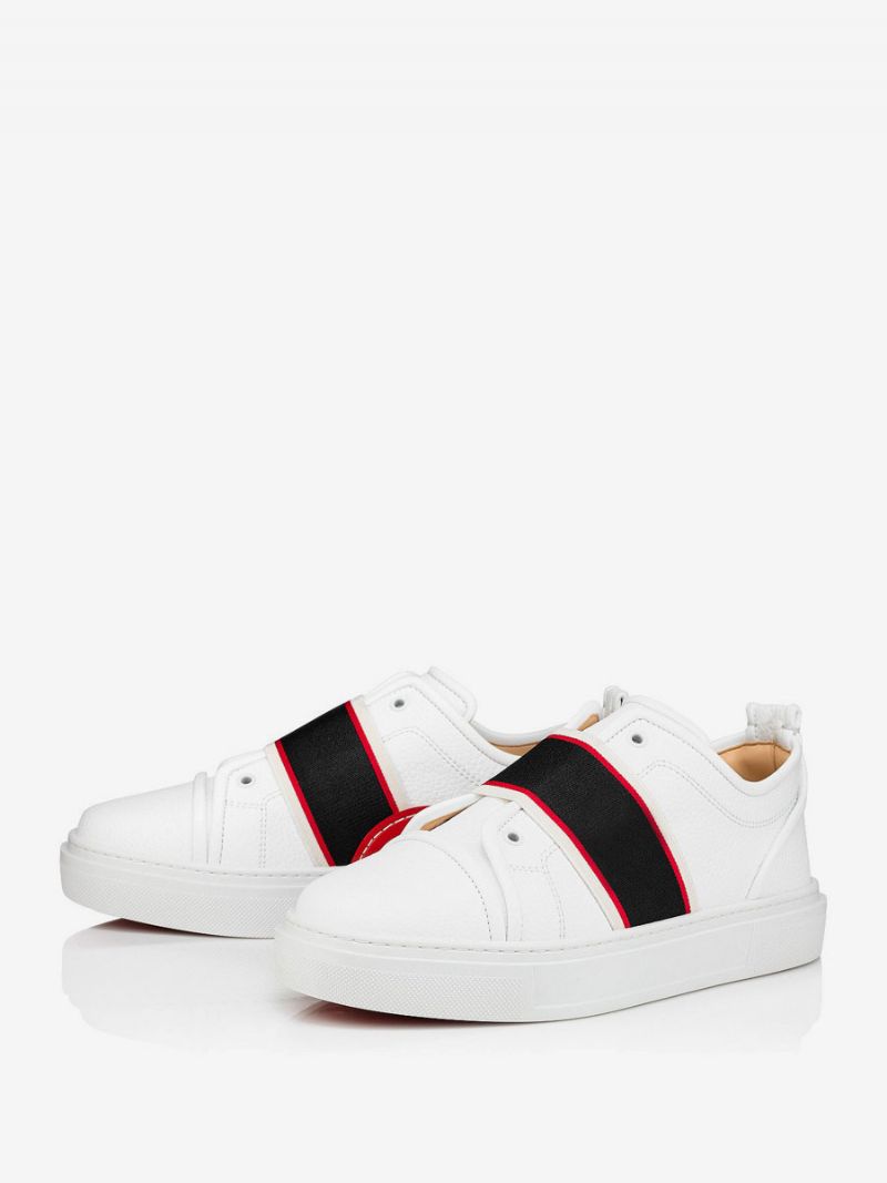 Vita Skate Skor Män Rund Toe Artwork Slip-on Low Top Sneakers