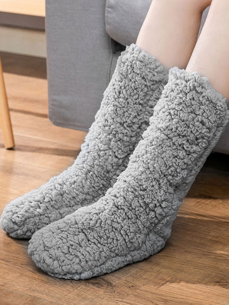 Svarta Strumpor Hög Kvalitet Fluffy Stickad Vinter Tjock Varm Mysig Fuzzy Calcetines Felpa Floor Invierno Damstrumpor