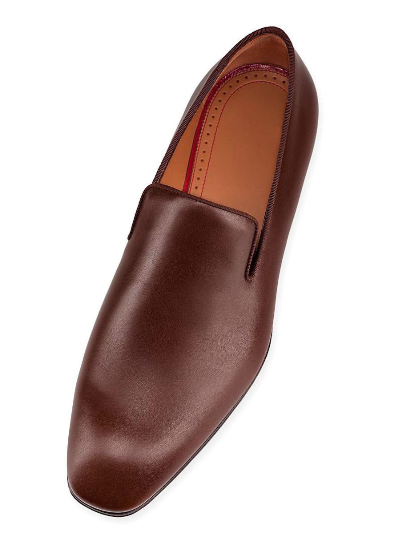 Bröllopsklänning Skor För Herr Rund Toe Slip-on Kohud Brun Prom Festskor - Kaffe Brun