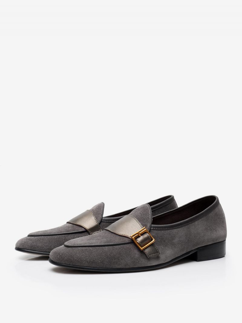 Bröllopsskor För Mäns Kohud Slip-on Loafer Prom - Grå