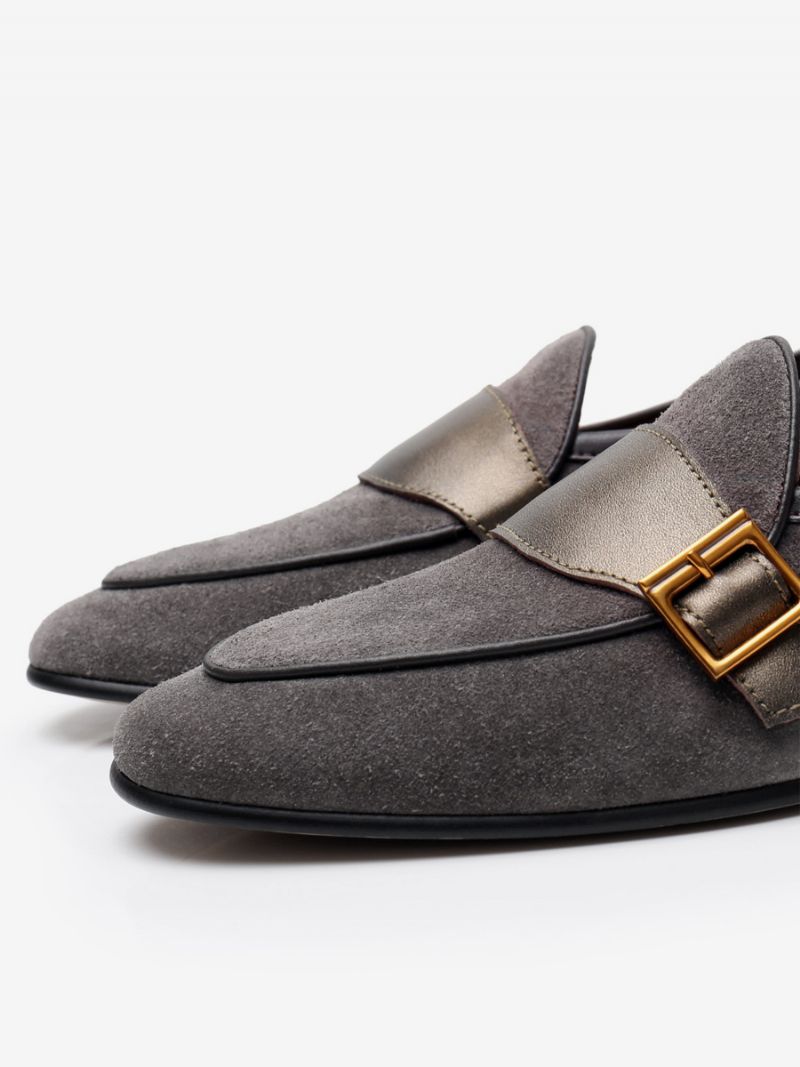 Bröllopsskor För Mäns Kohud Slip-on Loafer Prom - Grå