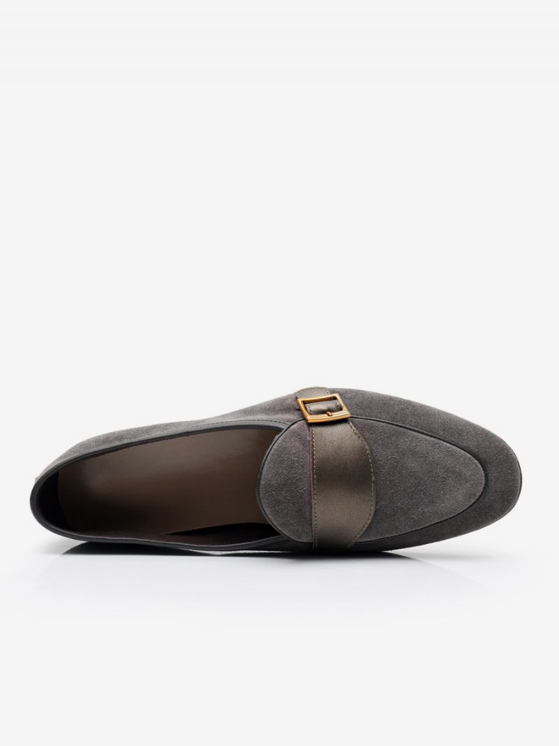 Bröllopsskor För Mäns Kohud Slip-on Loafer Prom - Grå