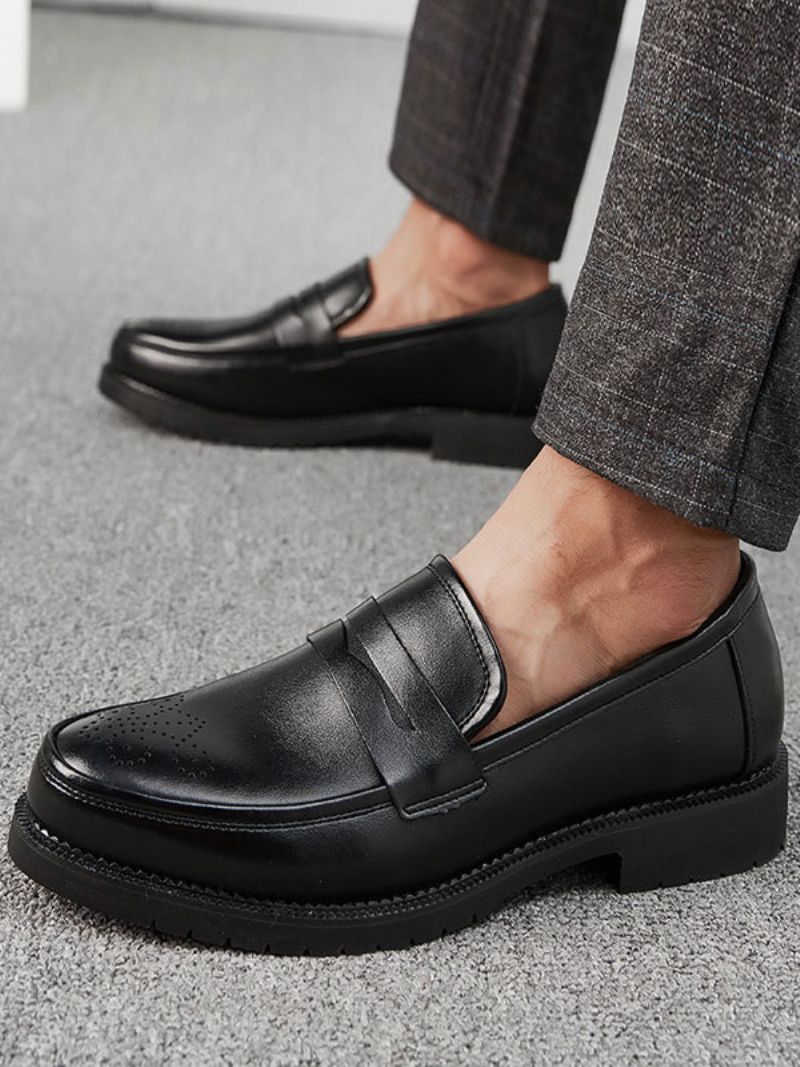 Brogues Penny Slip-on Loafers Skor För Män - Svart