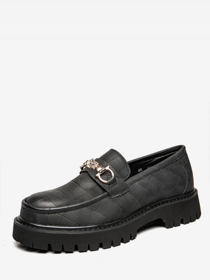 Chunky Platform Loafers För Män Med Spänne - Svart