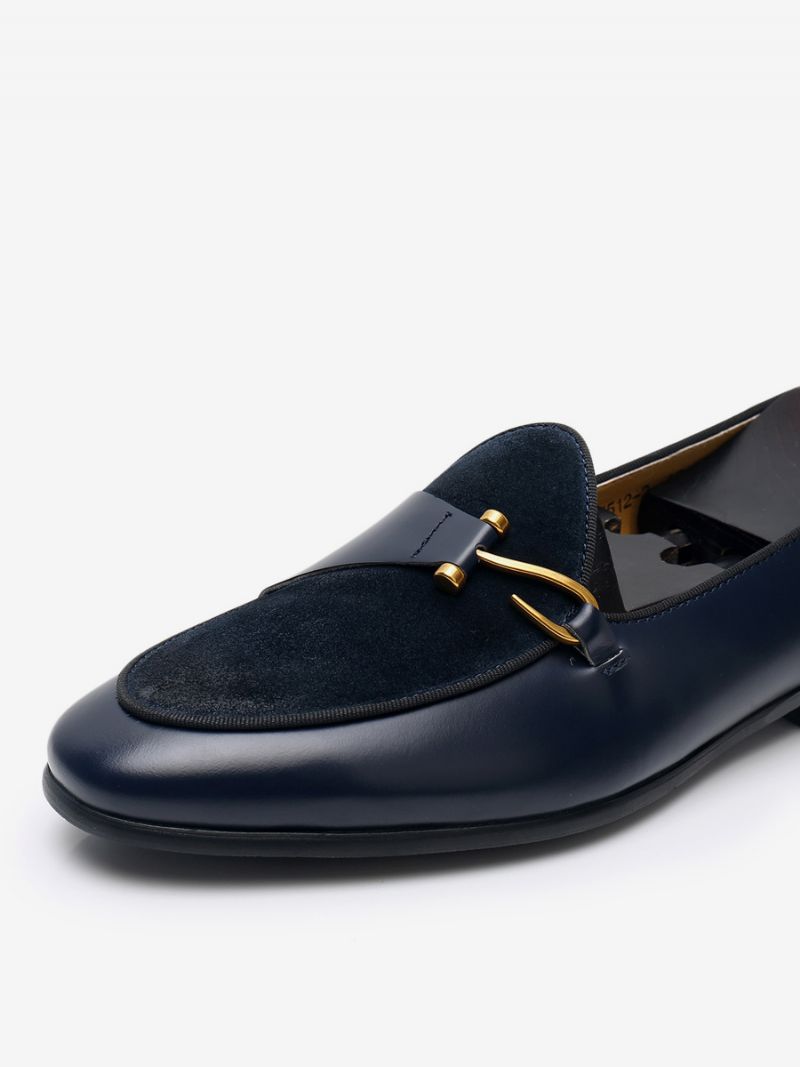 Cowhide Slip-on Loafer Prom Bröllopsskor För Män - Djupblå