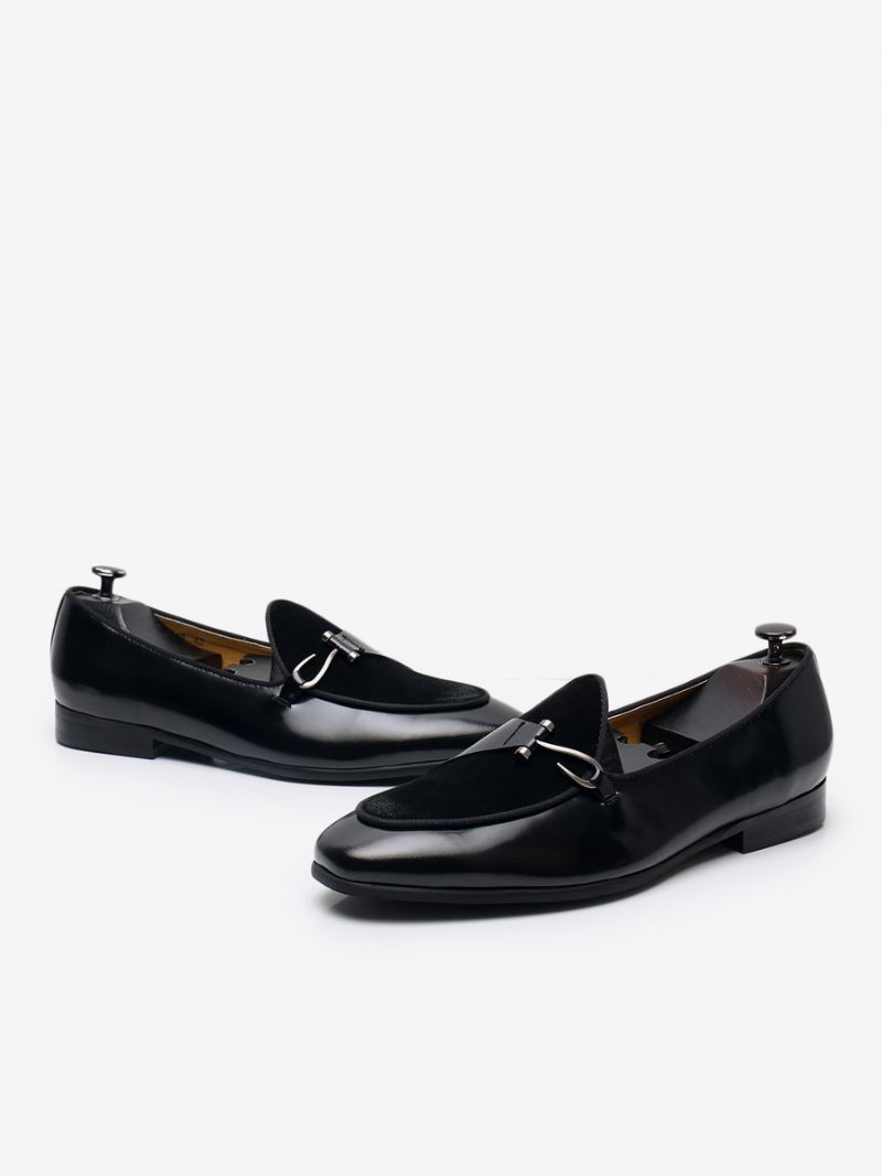 Cowhide Slip-on Loafer Prom Bröllopsskor För Män - Svart