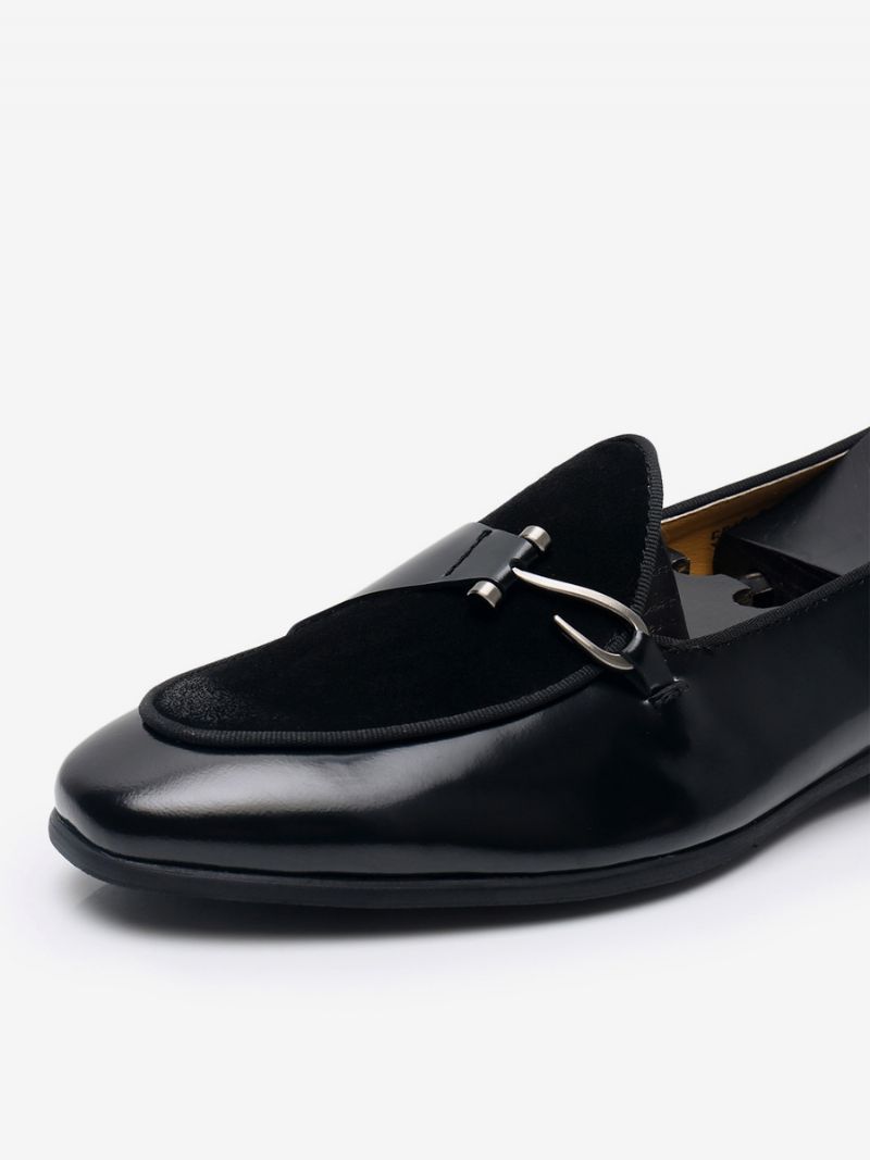 Cowhide Slip-on Loafer Prom Bröllopsskor För Män - Svart