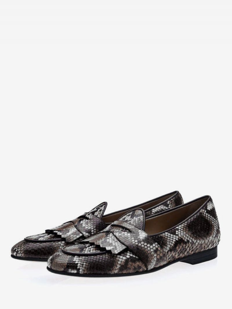 Herr Fringe Penny Loafers Prom Party Bröllopsskor - Python