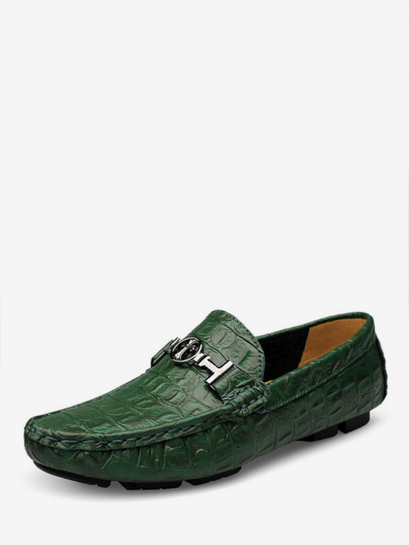 Herr Gröna Loafers Skor Rund Tå Läder Driving Penny Slip-on