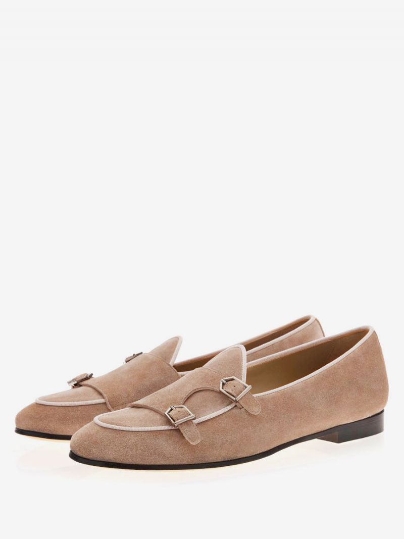 Herr Khaki Mocka Monk Strap Loafers Klänning Prom Bröllopsskor