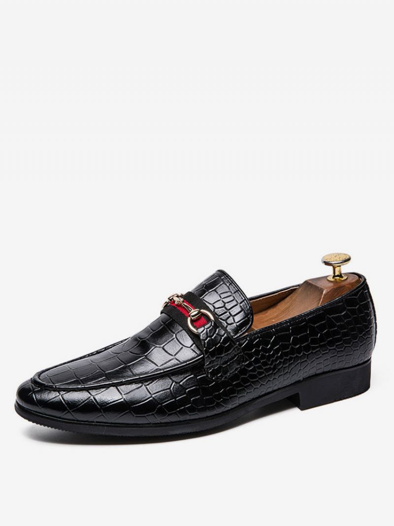 Herr Loafer Bal Party Bröllopsskor Black Lizard Print Slip-on