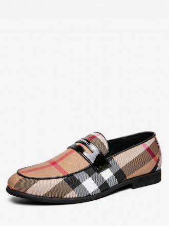 Herr Loafer Bal Party Bröllopsskor Populära Pu Läder Monk Strap Rutigt Slip-on