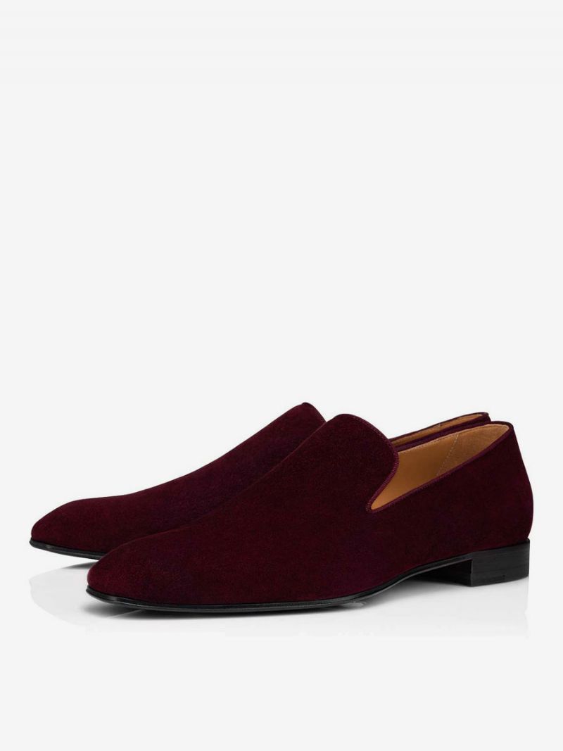 Herr Loafer I Fuskmocka Balfest Bröllopsskor Slip-on Square Toe Mockaläder - Bourgogne