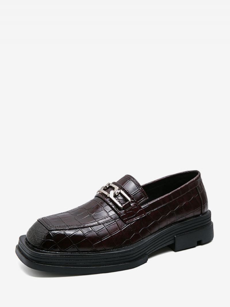 Herr Loafer Skor Pu Läder Metalldetaljer Slip-on - Kaffe Brun