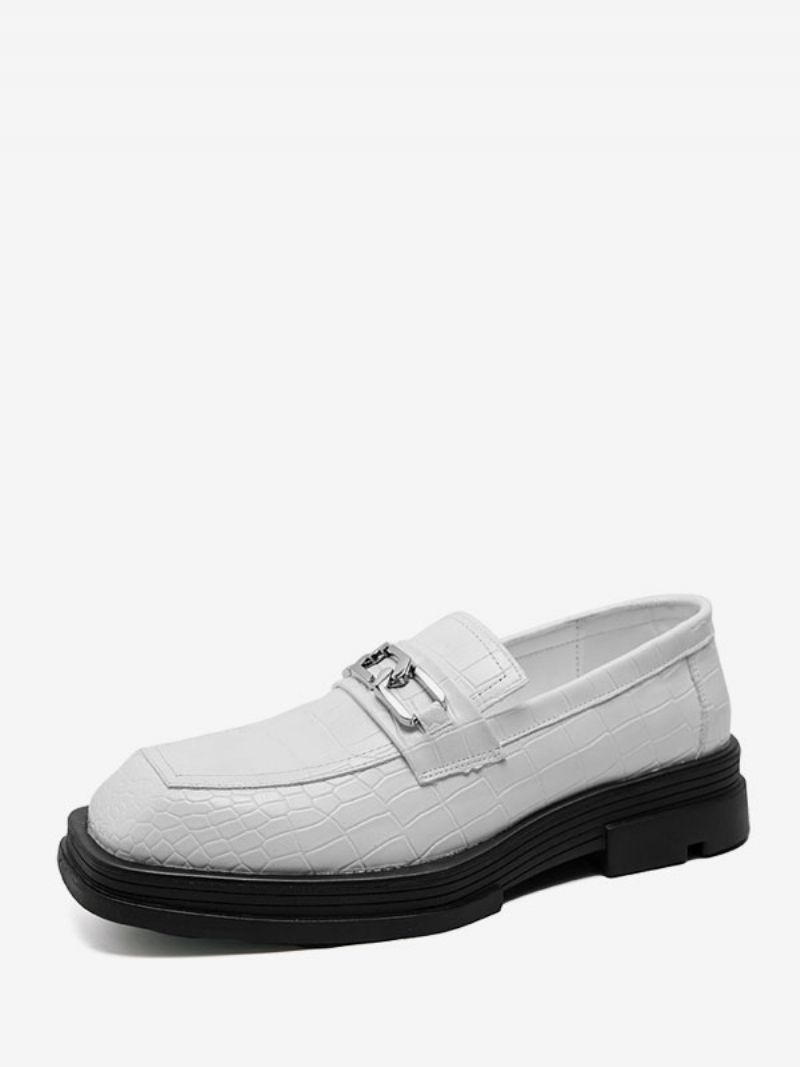 Herr Loafer Skor Pu Läder Metalldetaljer Slip-on - Vit