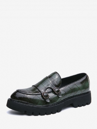 Herr Loafer Skor Pu Läder Monk Strap Pläd Slip-on