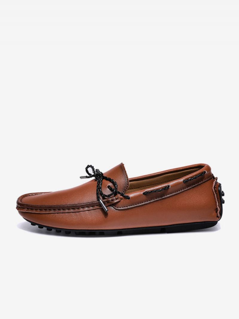 Herr Loafer Skor Slip-on Rund Tå Pu-läder - Kaffe Brun