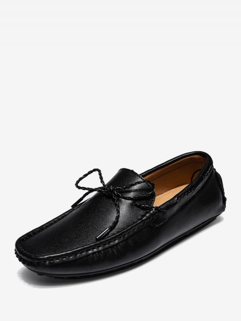 Herr Loafer Skor Slip-on Rund Tå Pu-läder - Svart