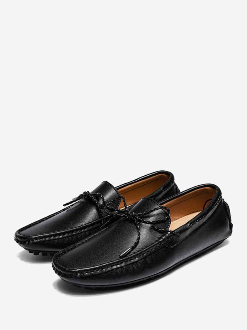 Herr Loafer Skor Slip-on Rund Tå Pu-läder - Svart