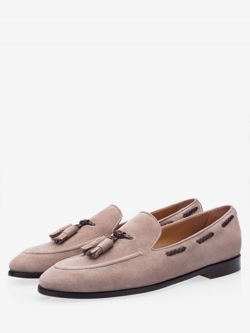 Herr Rosa Mocka Loafers För Män Slip-on Casual Prom Party Bröllopsskor Med Tofs