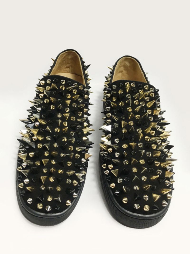 Herr Svart Mocka Spikes Loafers Slip-on Skor