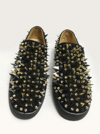 Herr Svart Mocka Spikes Loafers Slip-on Skor