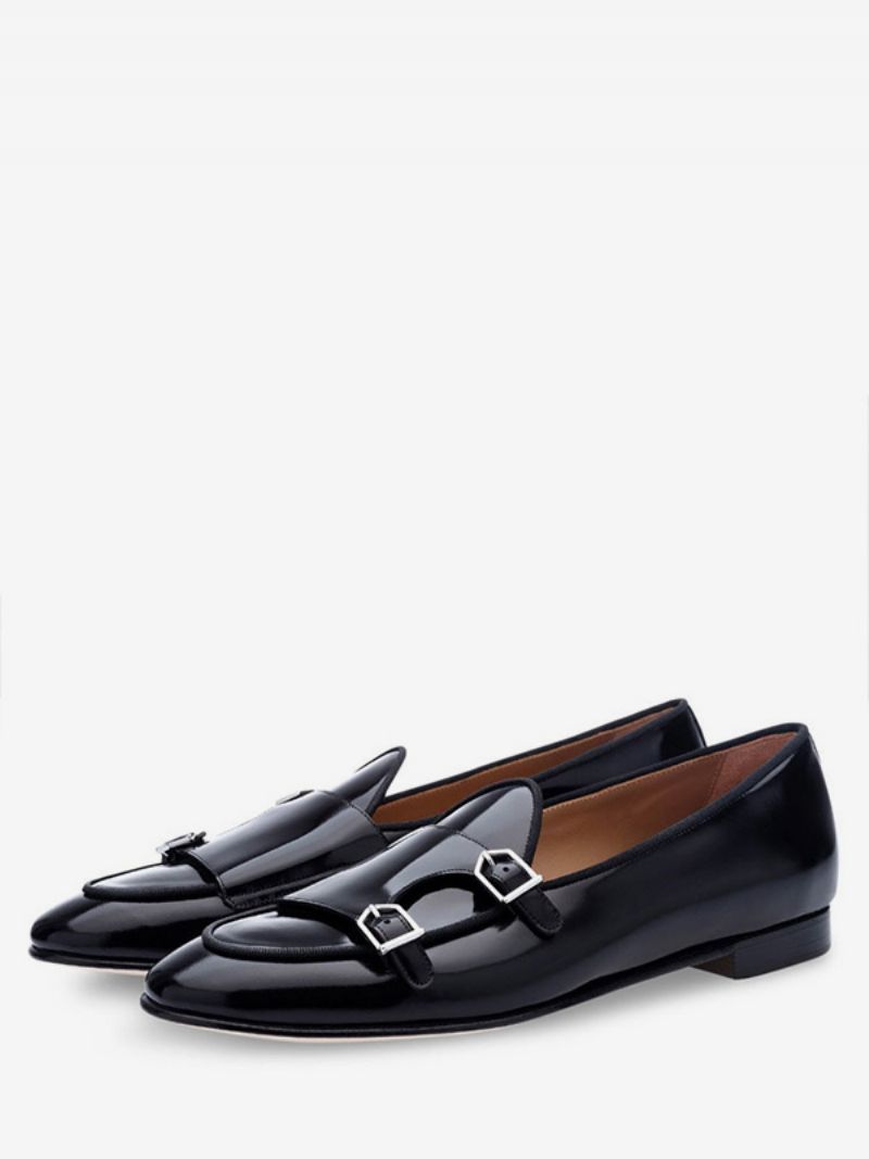 Herr Svart Monk Strap Dress Loafers Rund Tå Formella Balfestskor