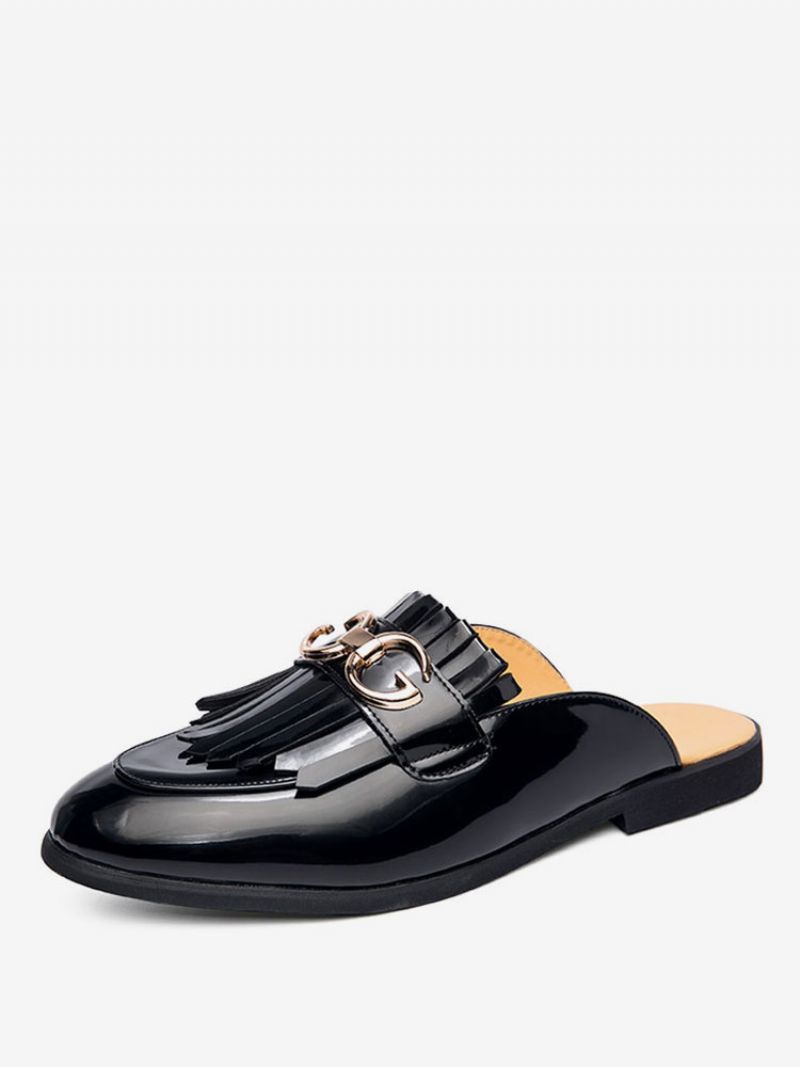 Herr Svarta Loafer Mules Flat Casual Skor För Män